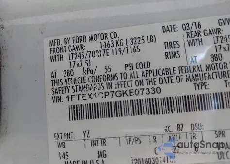 2016 Ford F-150 Xlt z USA, uszkodzony, nr VIN 1FTEX1CP7GKE07330